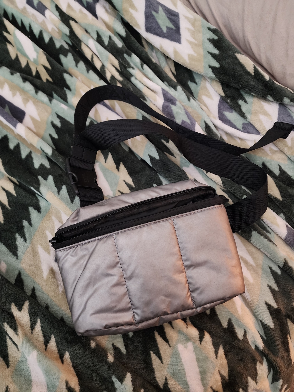 Calpak Silver Puffer Crossbody Travel Bag Fannypack